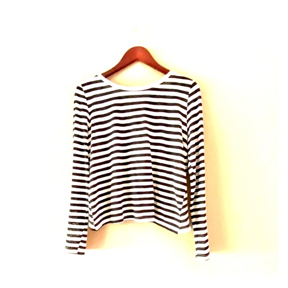 Korye Tops - Korye Striped Long sleeve Open back blouse